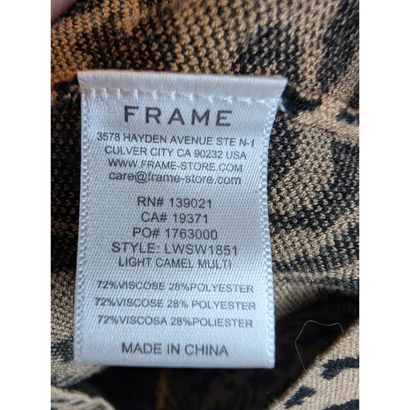 Frame Mock Neck Jacquard Animal‎ Print Mini Sweater Dress Maximalist Mobwife Med - Picture 8 of 13